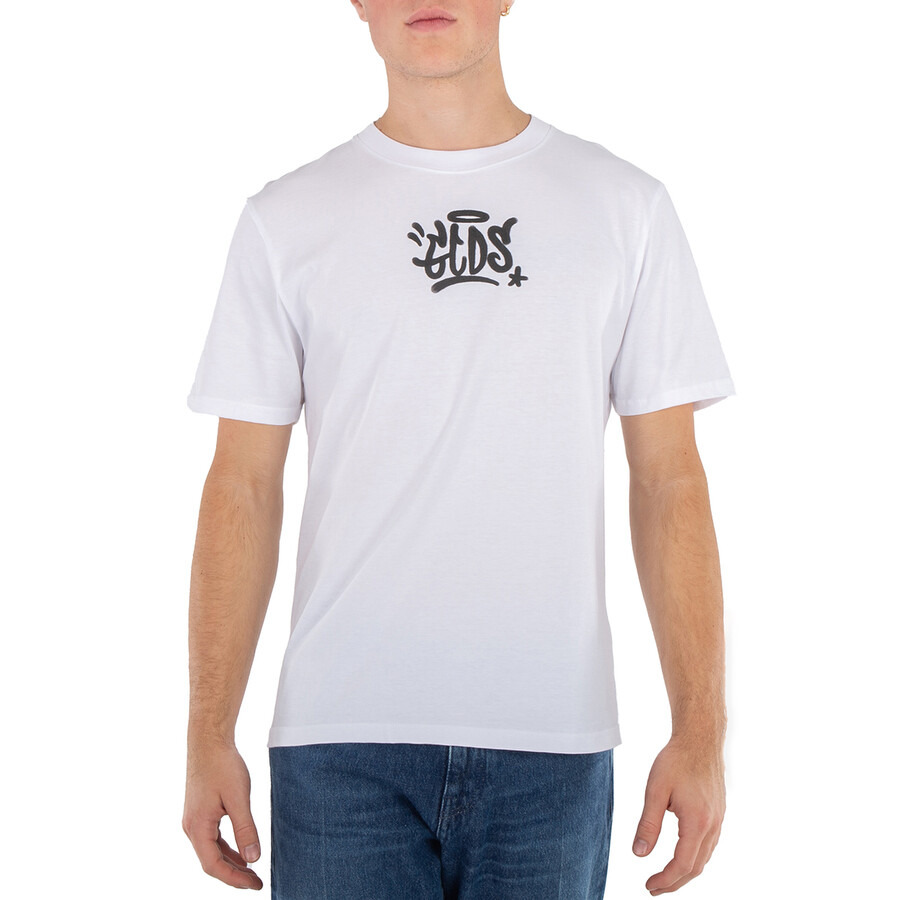 GCDS White Graffiti Print Cotton T-Shirt - 3