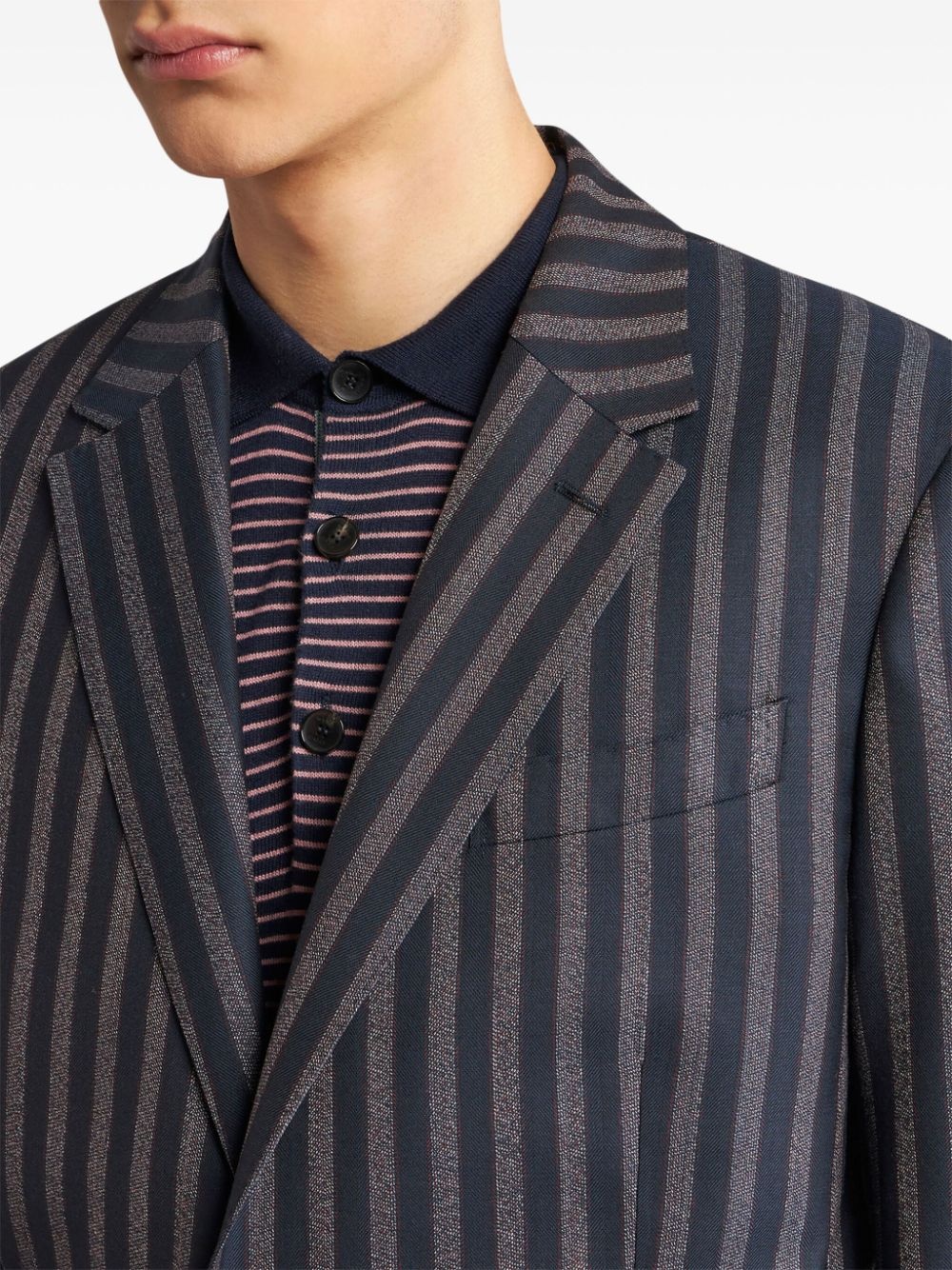 striped wool blazer - 4