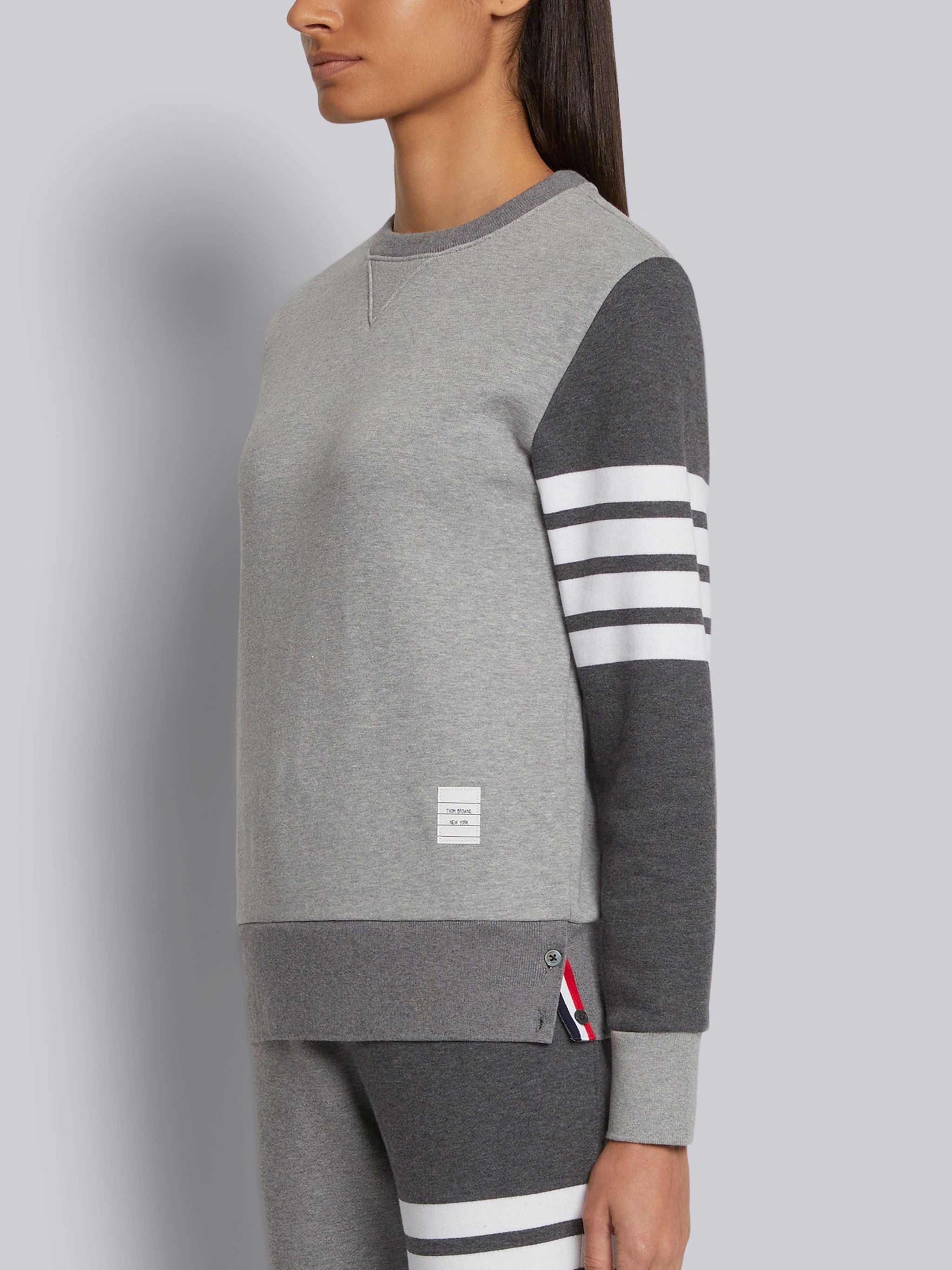 Tonal Grey Classic Loop Back Relaxed Crewneck 4-Bar Sweatshirt - 2