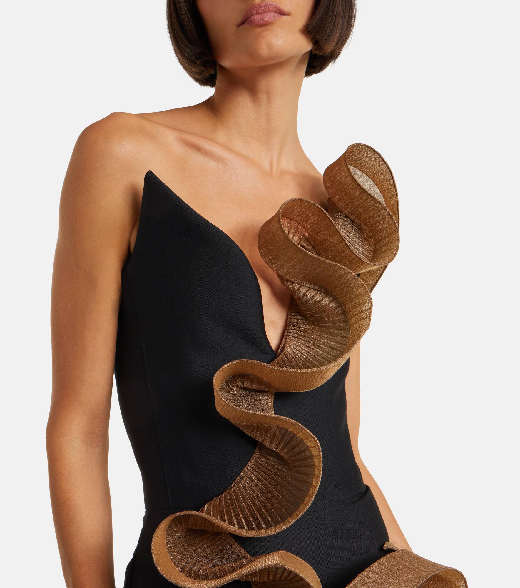 Explode ruffled wool and silk gown - 4