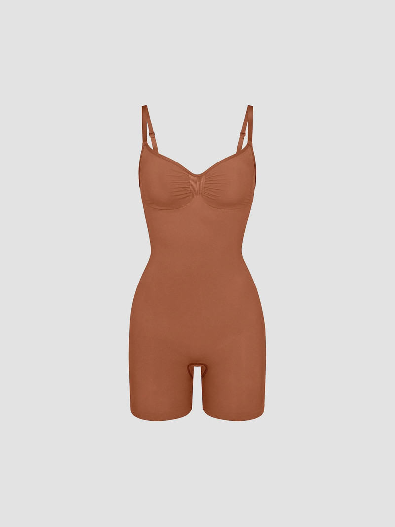 Women's Seamless Sculpt Mid Thigh Bodysuit - Bronze 1