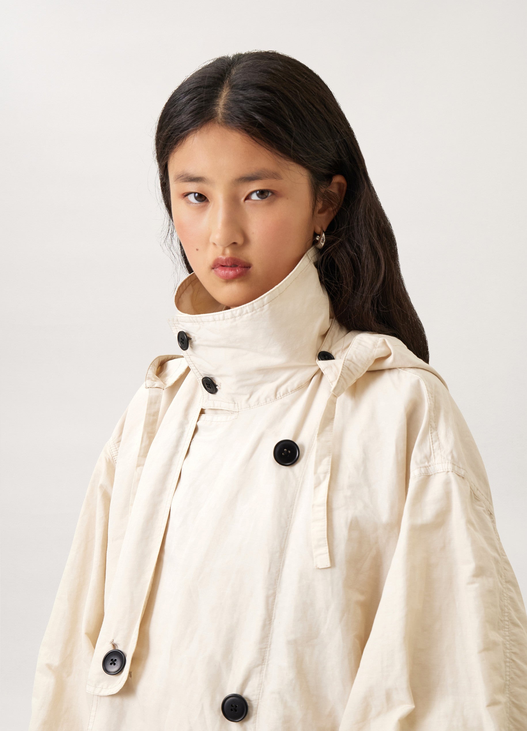 HOODED DOUBLE BREASTED PARKA
POLYAMIDE LINEN COTTON - 6