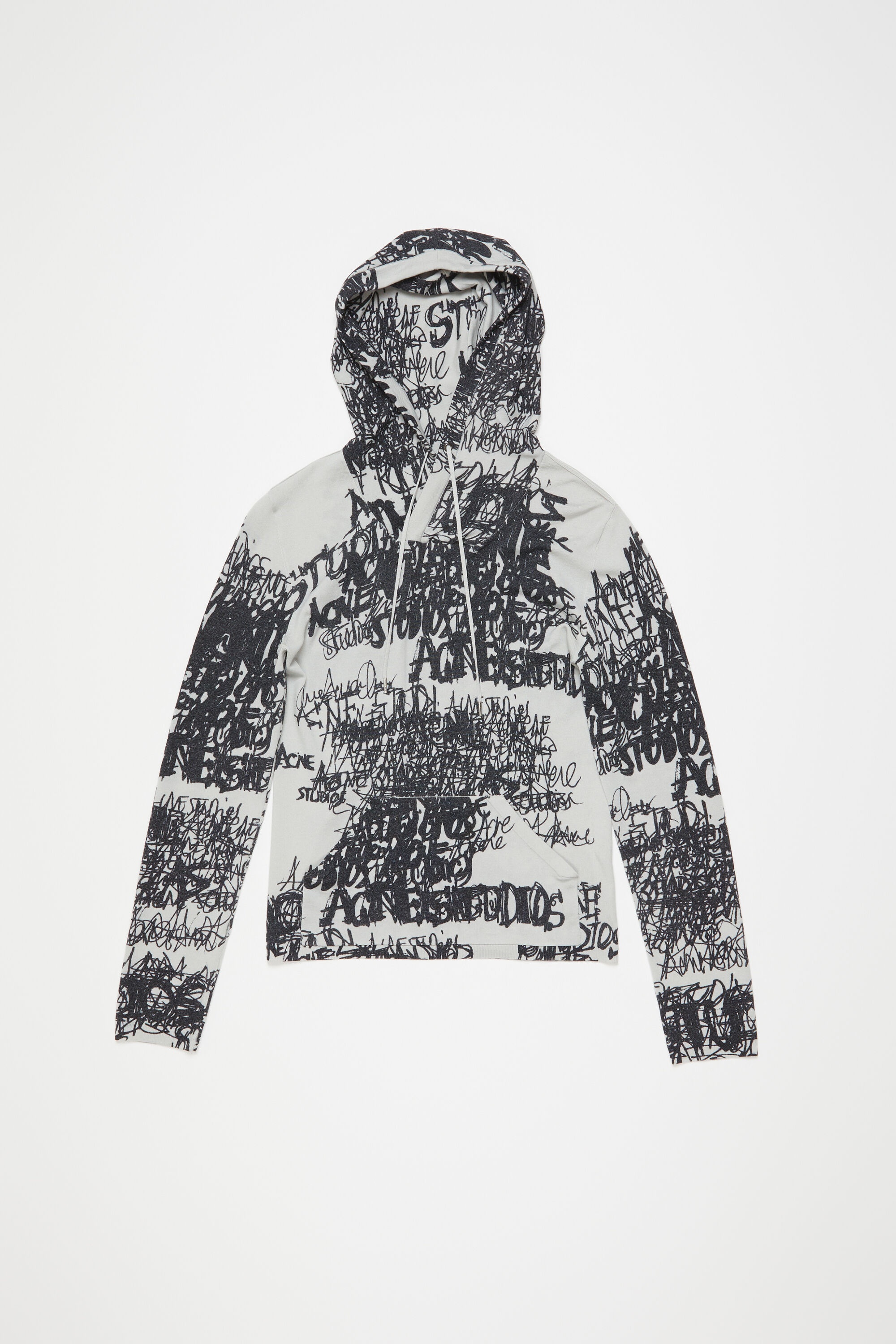 Hooded printed top - Light grey/black - 6