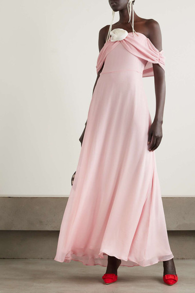 BERNADETTE Blair off-the-shoulder appliquéd silk-georgette maxi dress outlook