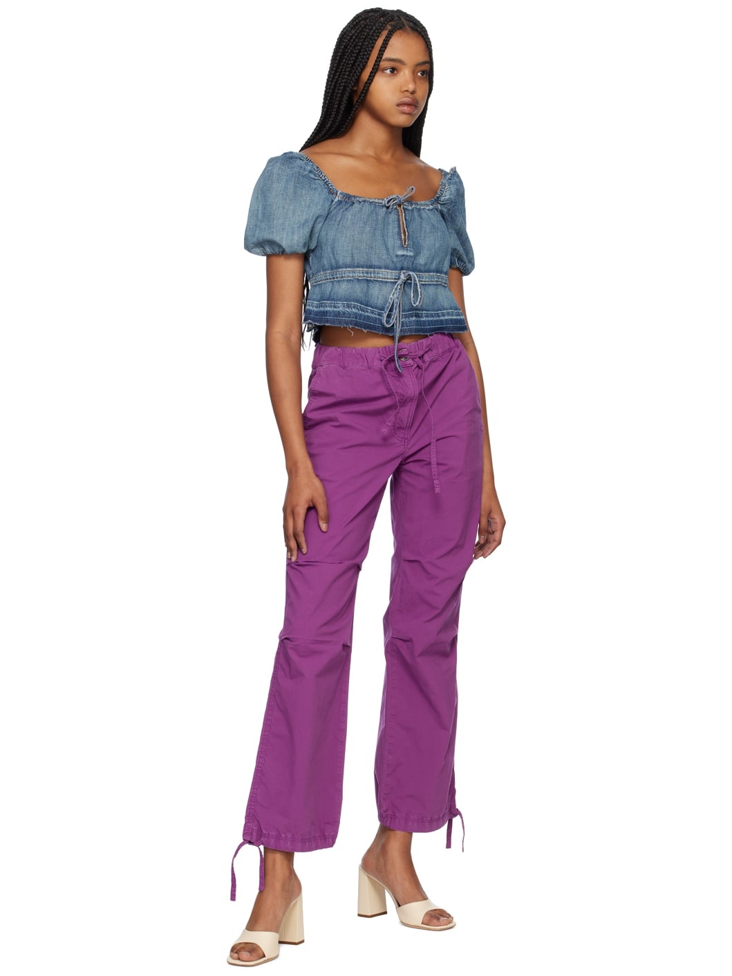 Blue Tint Edge Denim Blouse - 4
