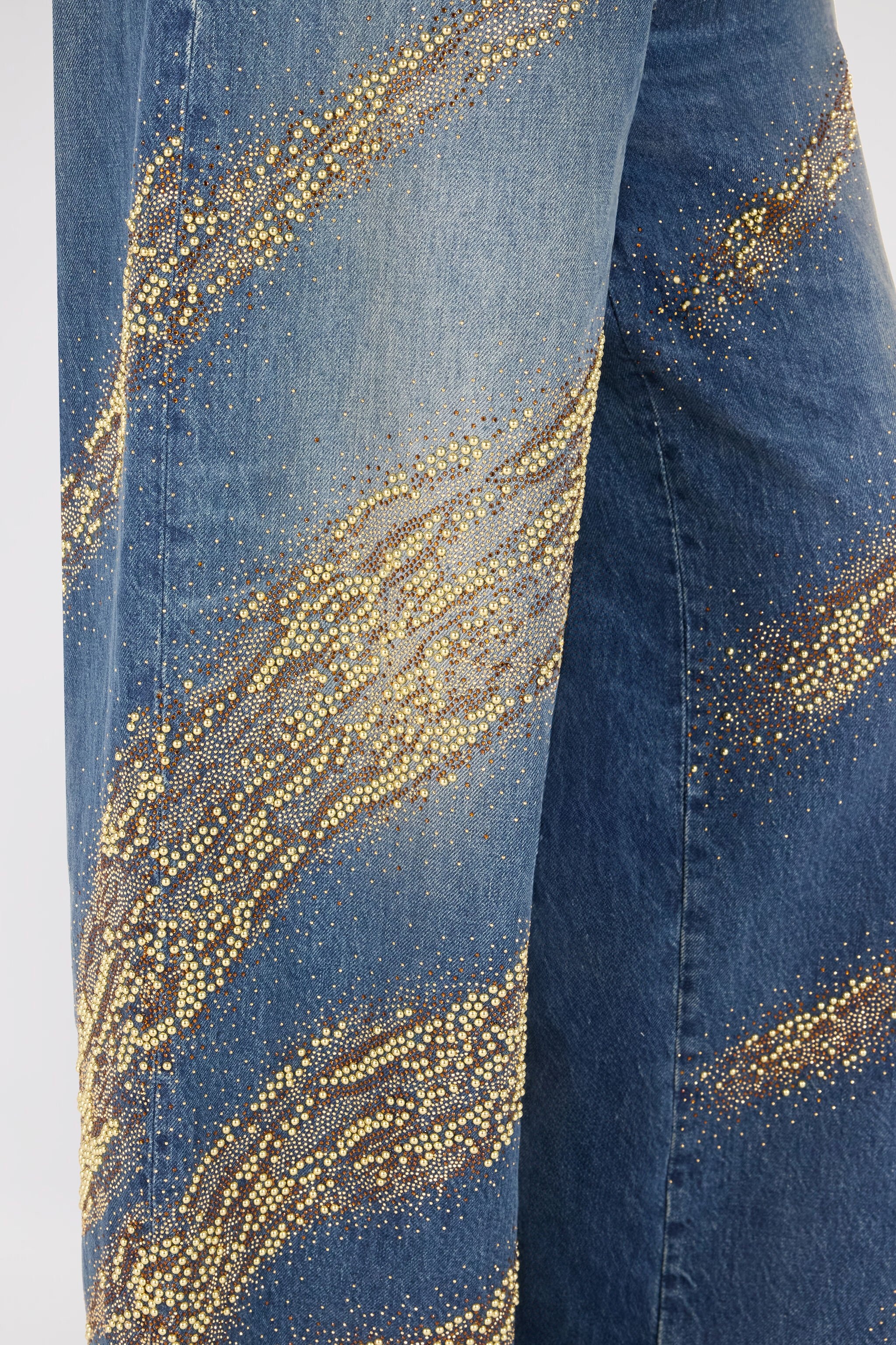 Jeans With Rhinestoned Zebra Pattern - 7