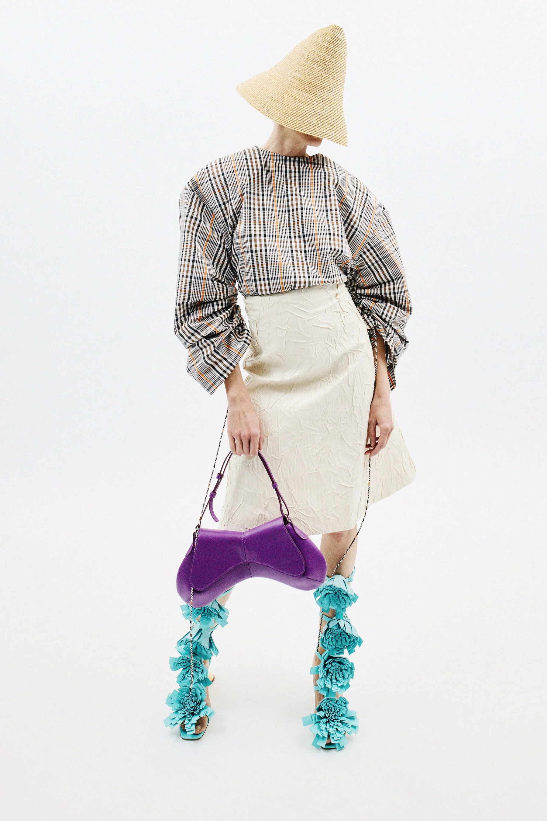 KNEE-LENGTH A-LINE SKIRT ECRU - 1