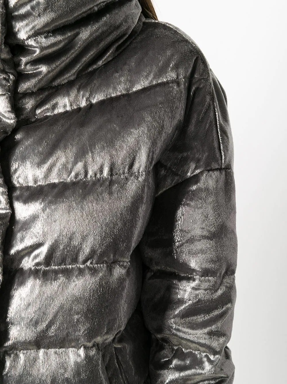 metallic-finish puffer jacket - 5