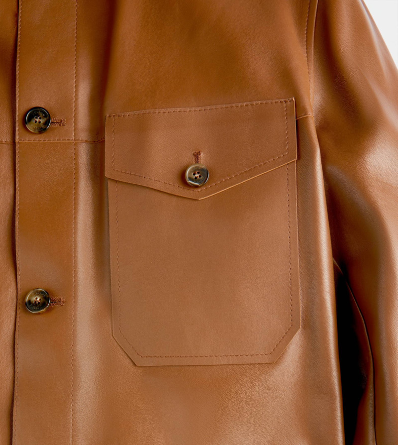OVER SHIRT IN NAPPA LEATHER - BROWN 10