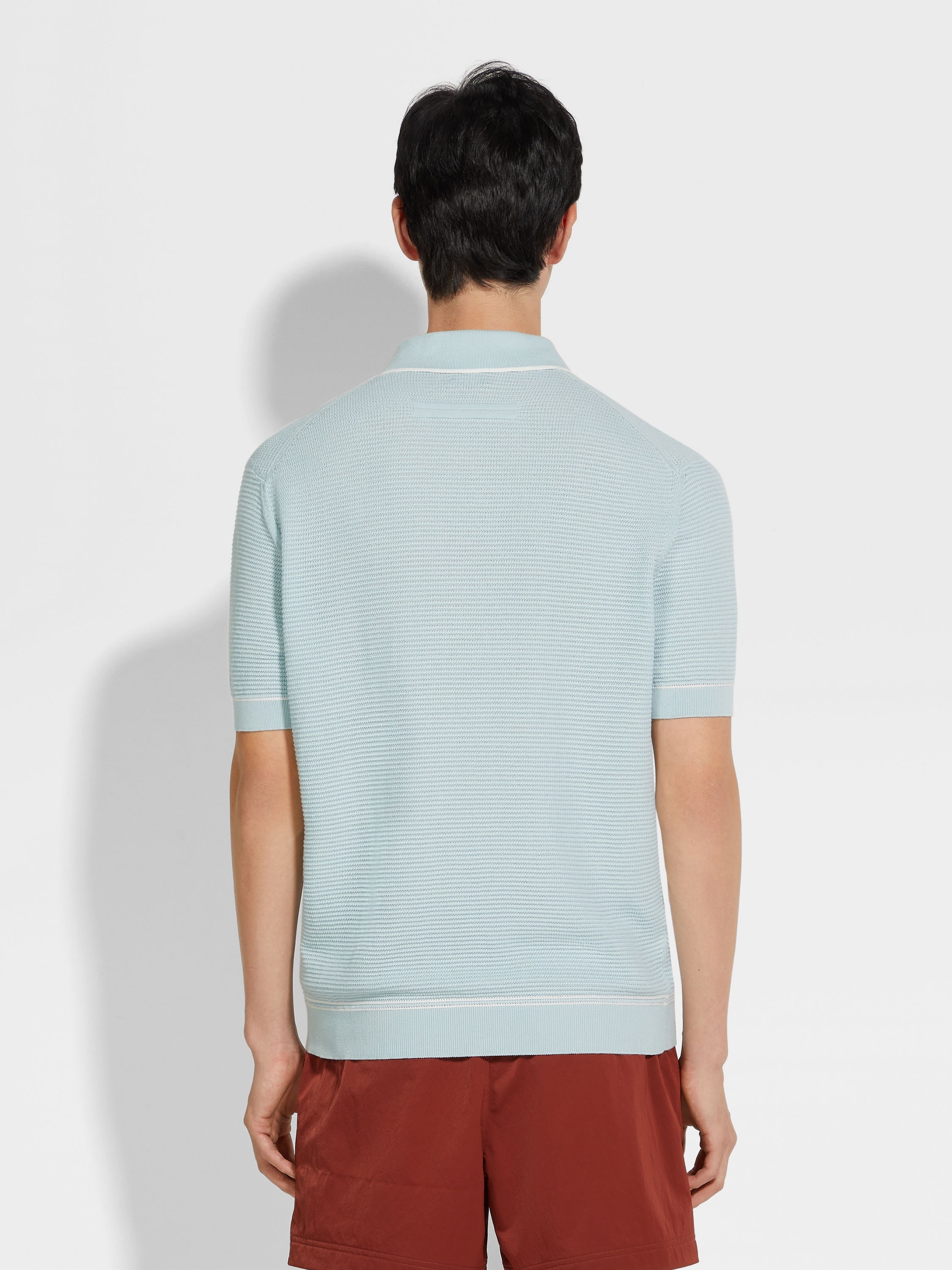 LIGHT BLUE PREMIUM COTTON POLO SHIRT - 5