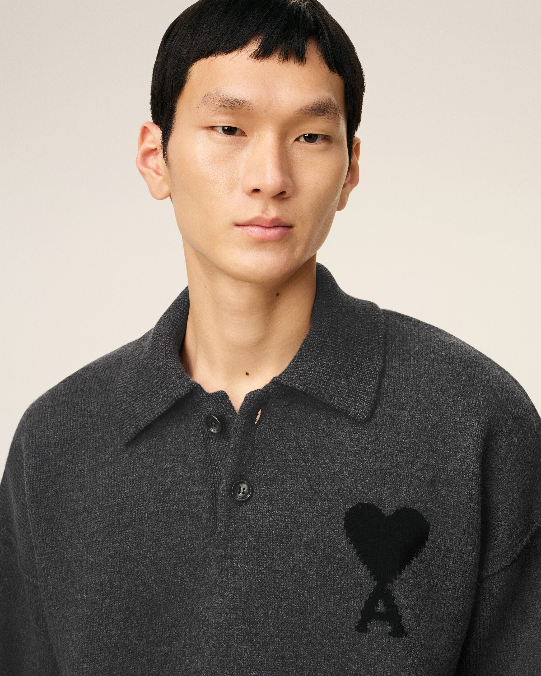 GREY WOOL AMI DE COEUR POLO - 4