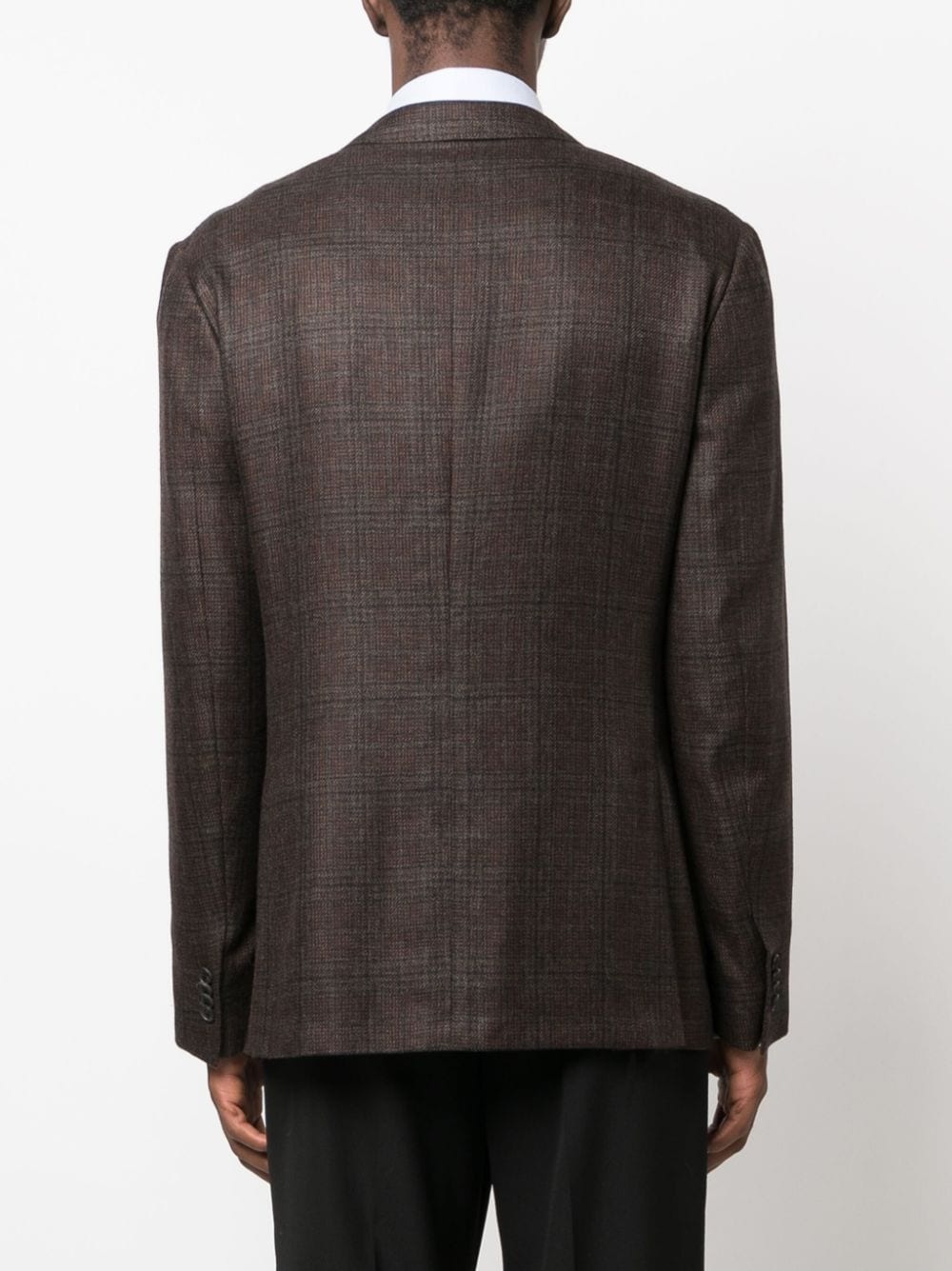 check-pattern cashmere blazer - 4