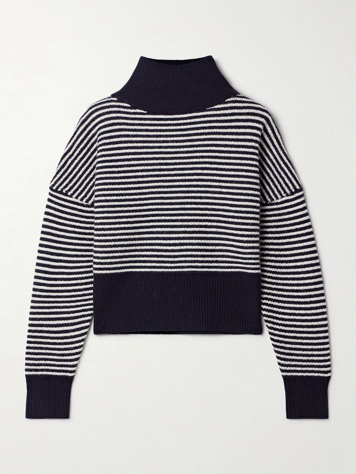 Bessica Zip-detailed Striped Wool And Cashmere-blend Turtleneck Sweater - 1