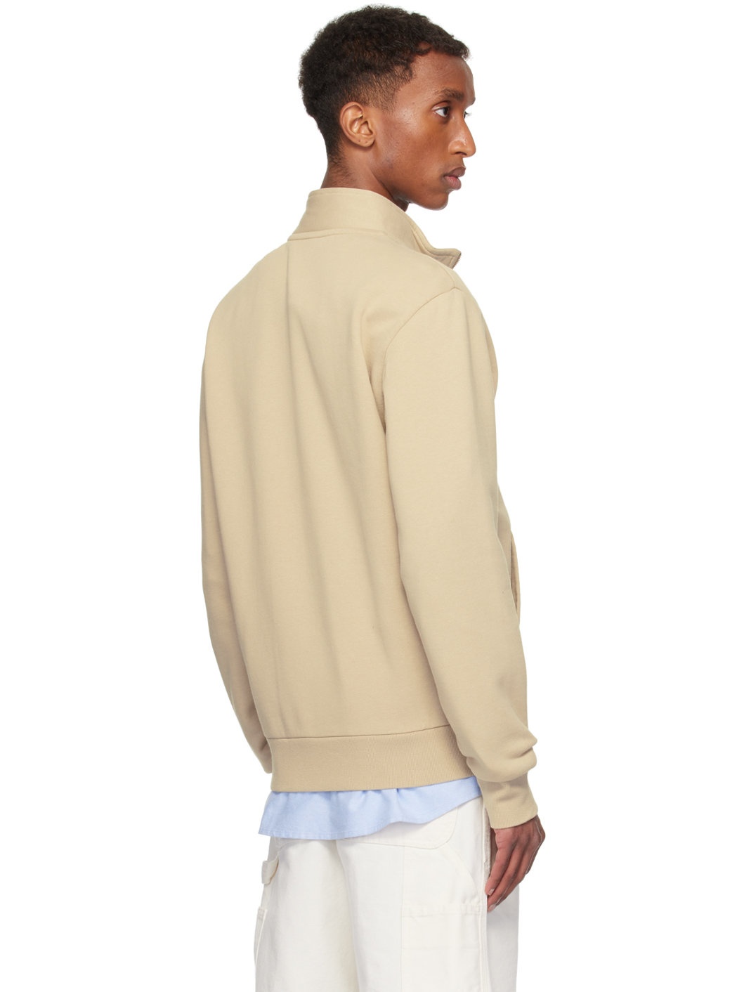 Beige Script Embroidery Jacket - 3