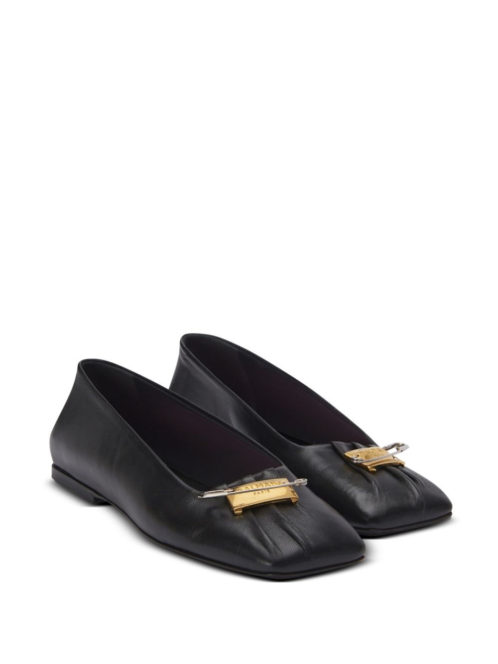safety pin detail leather ballerinas - 2