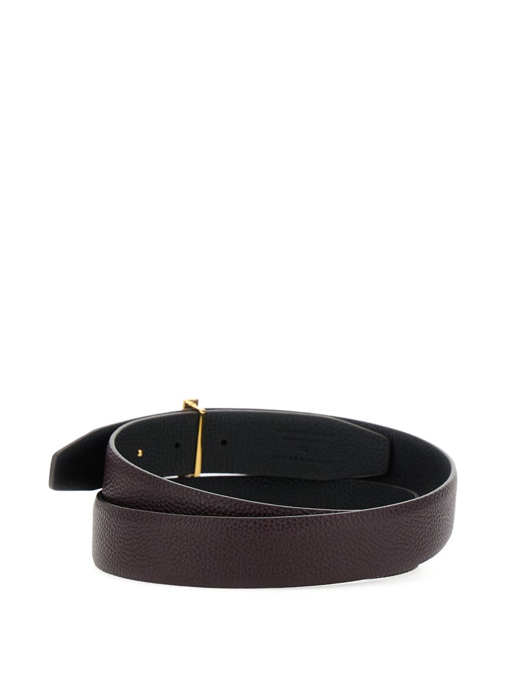 grained leather T-buckle belt - 2