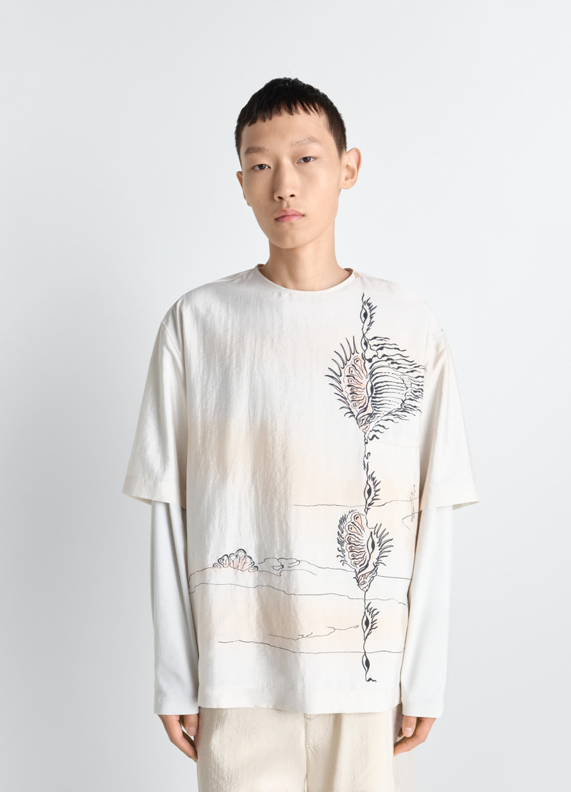 Lemaire BUTTON NECK TOP IN SHELL PRINTED SILK outlook