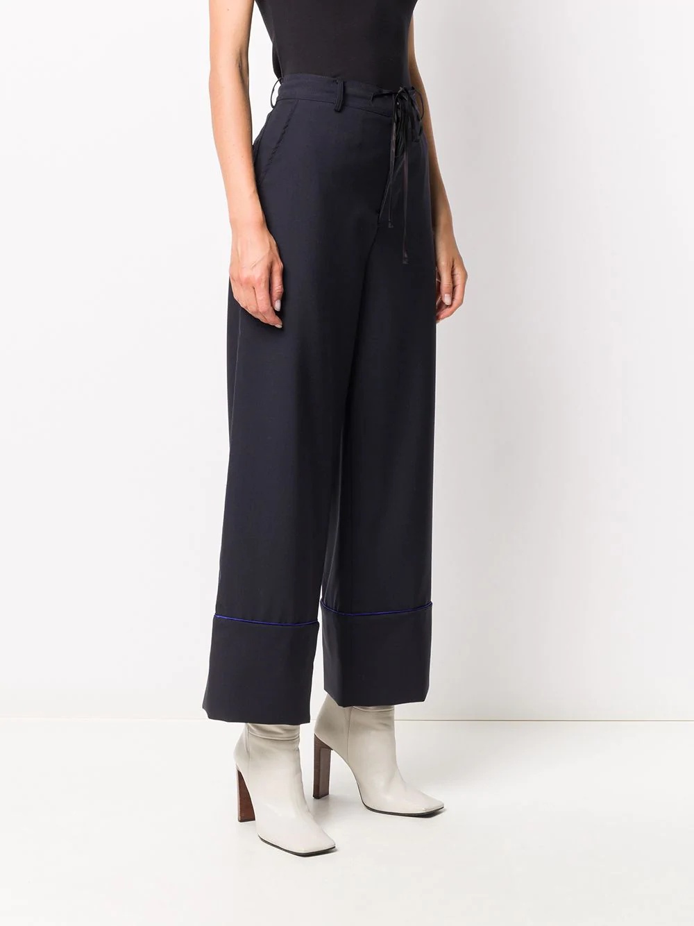 wide-leg tie-waist trousers - 3