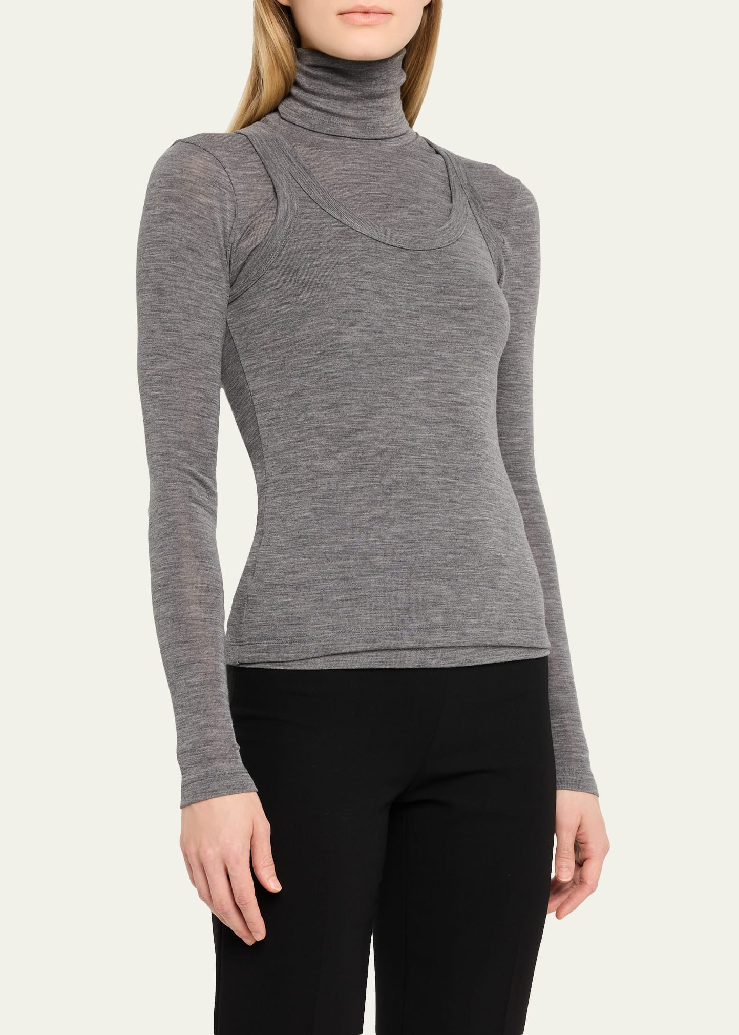 Double-Layer Merino Jersey Turtleneck - 4