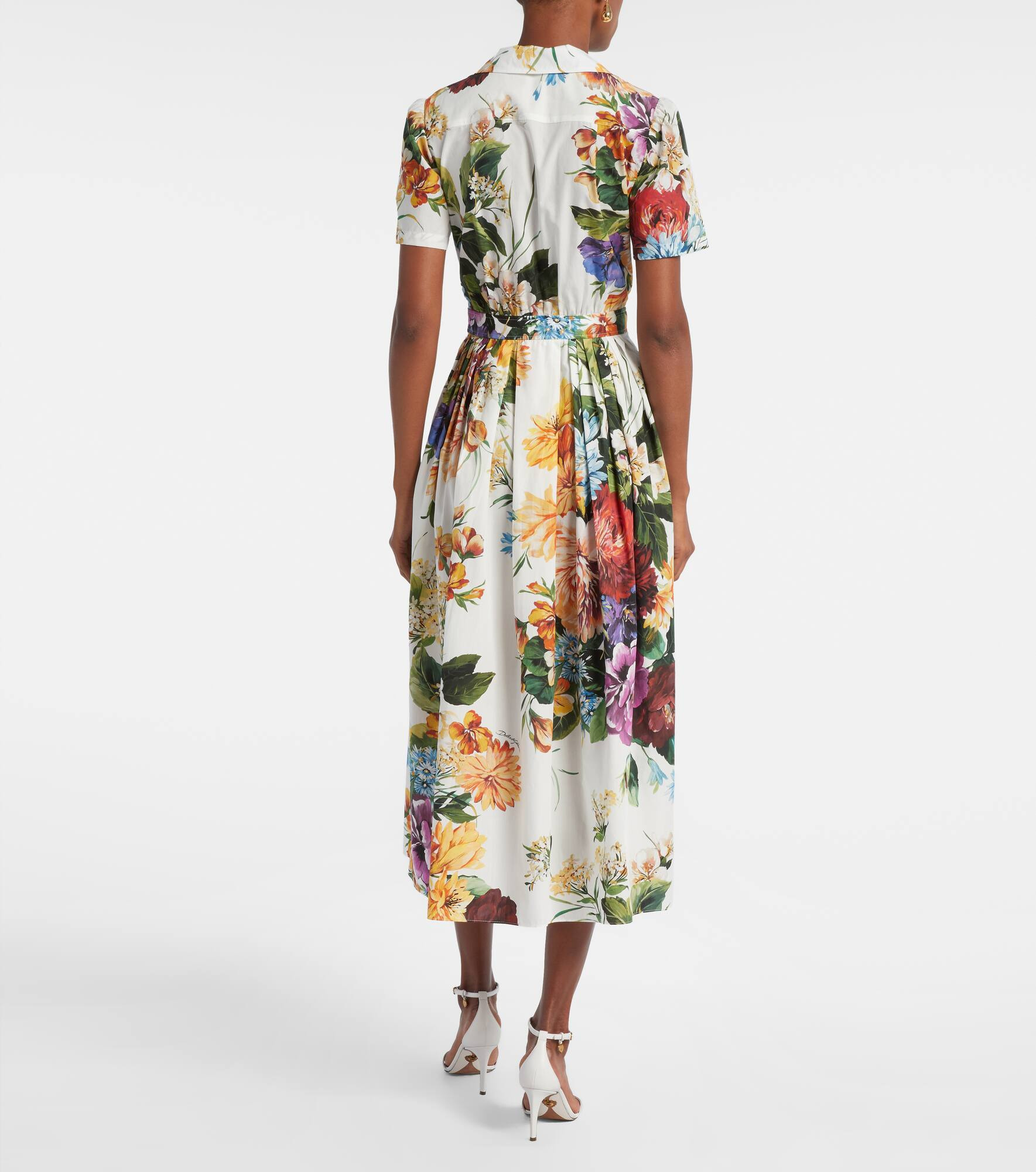 Floral cotton poplin shirt dress - 3