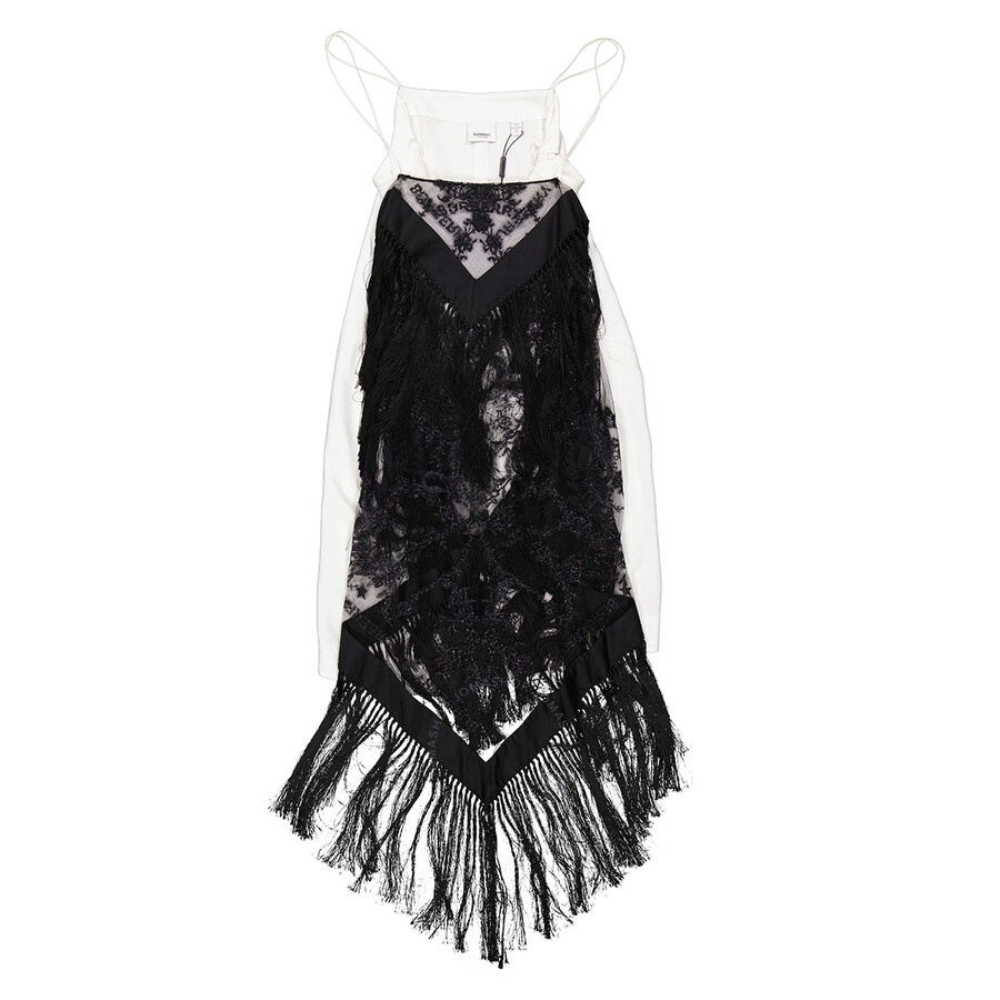 Burberry Ladies Snow Tasselled Tulle-overlay Twill Dress - 2