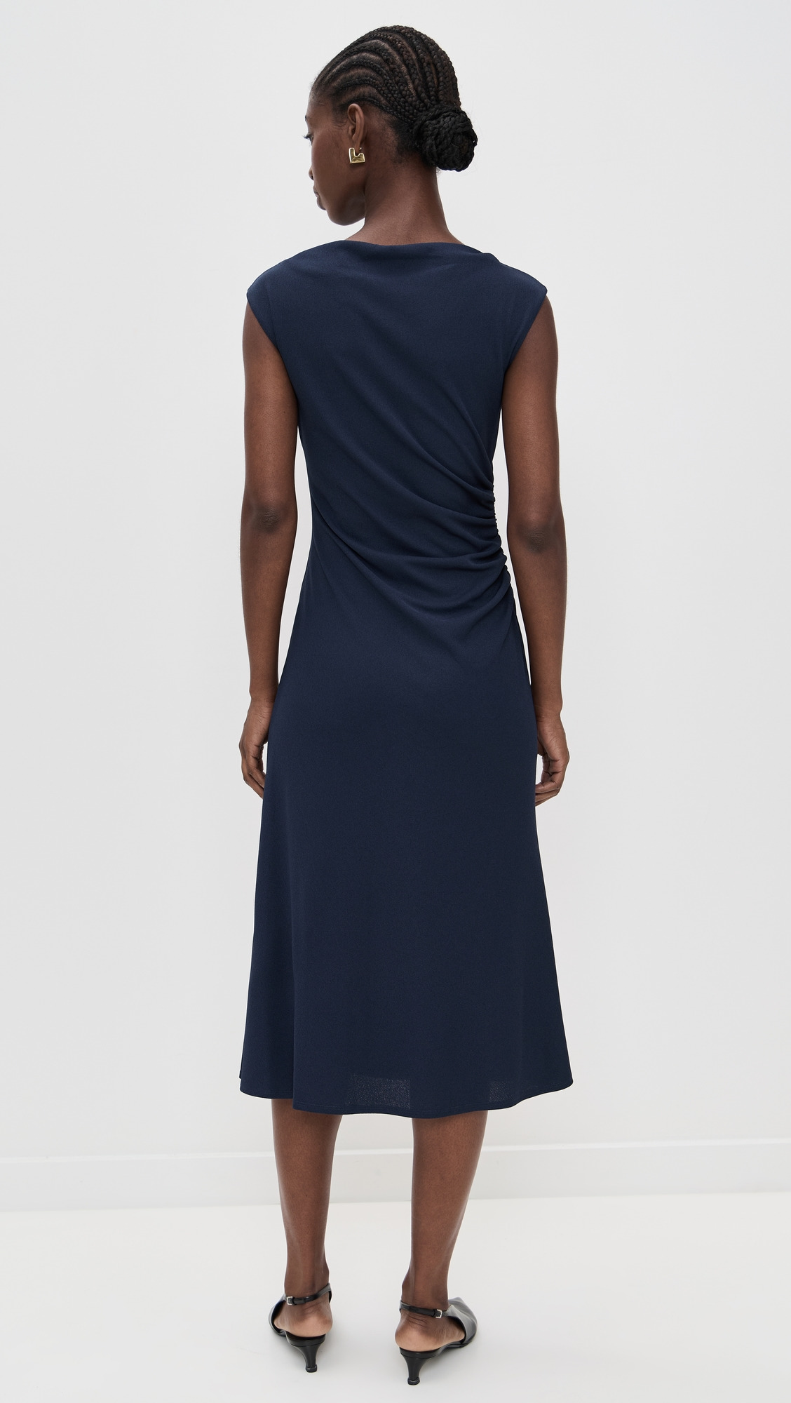Boat Neck Drape Dress - 2