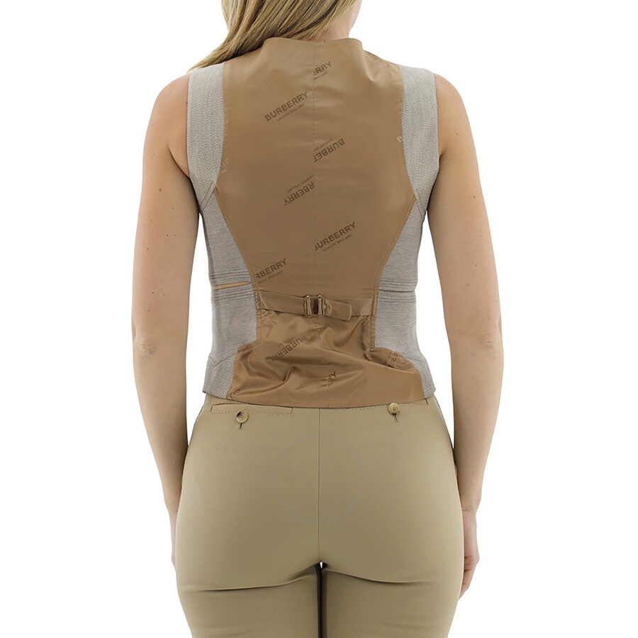 Burberry Ladies Grey Cut-out Detail Technical Wool Waistcoat - 3