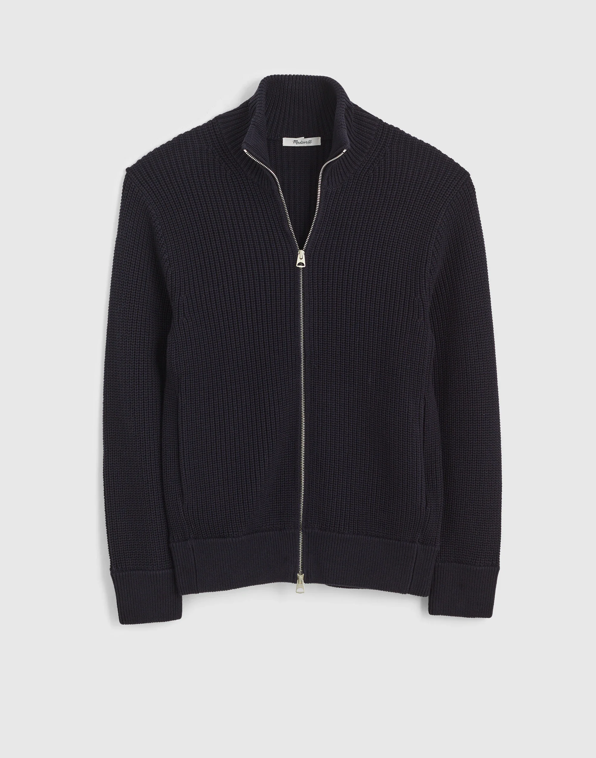 Cotton Shaker-Stitch Full-Zip Sweater - 1