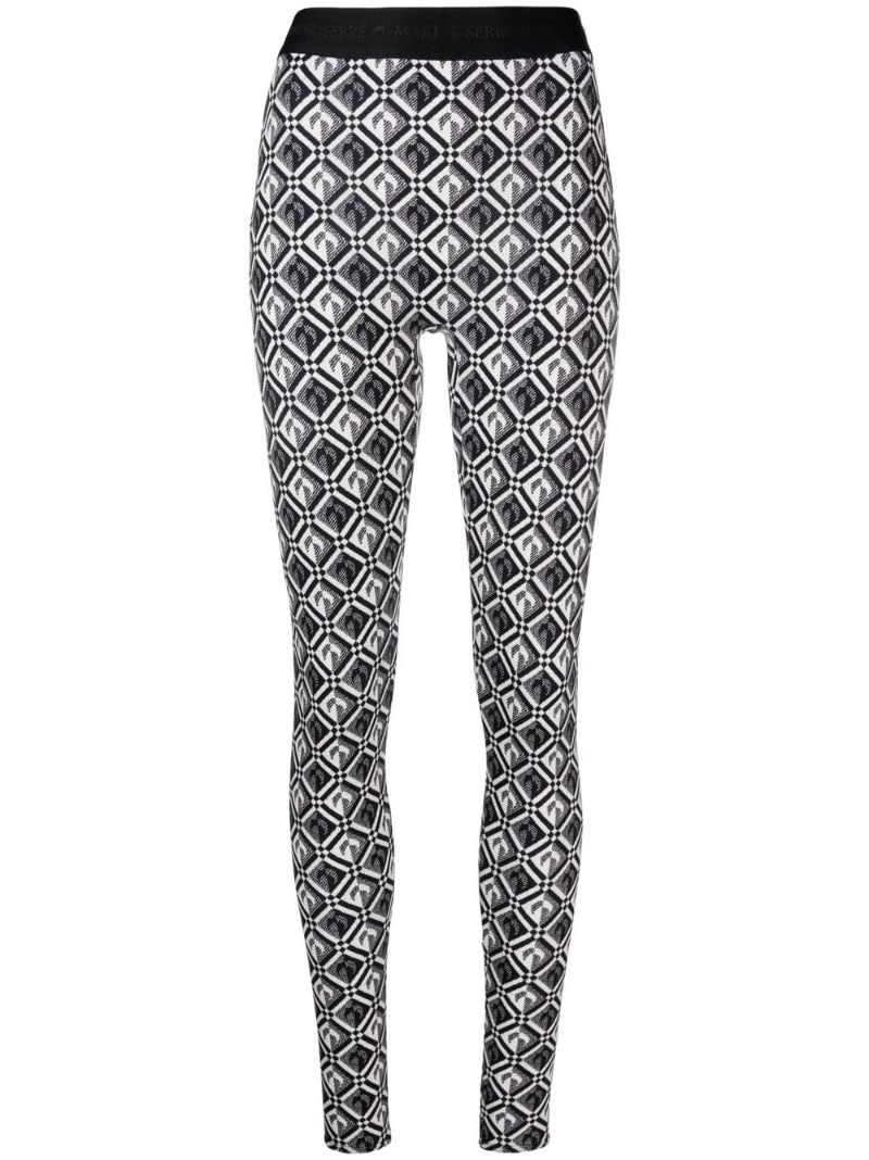 crescent moon diamond-jacquard leggings - 1