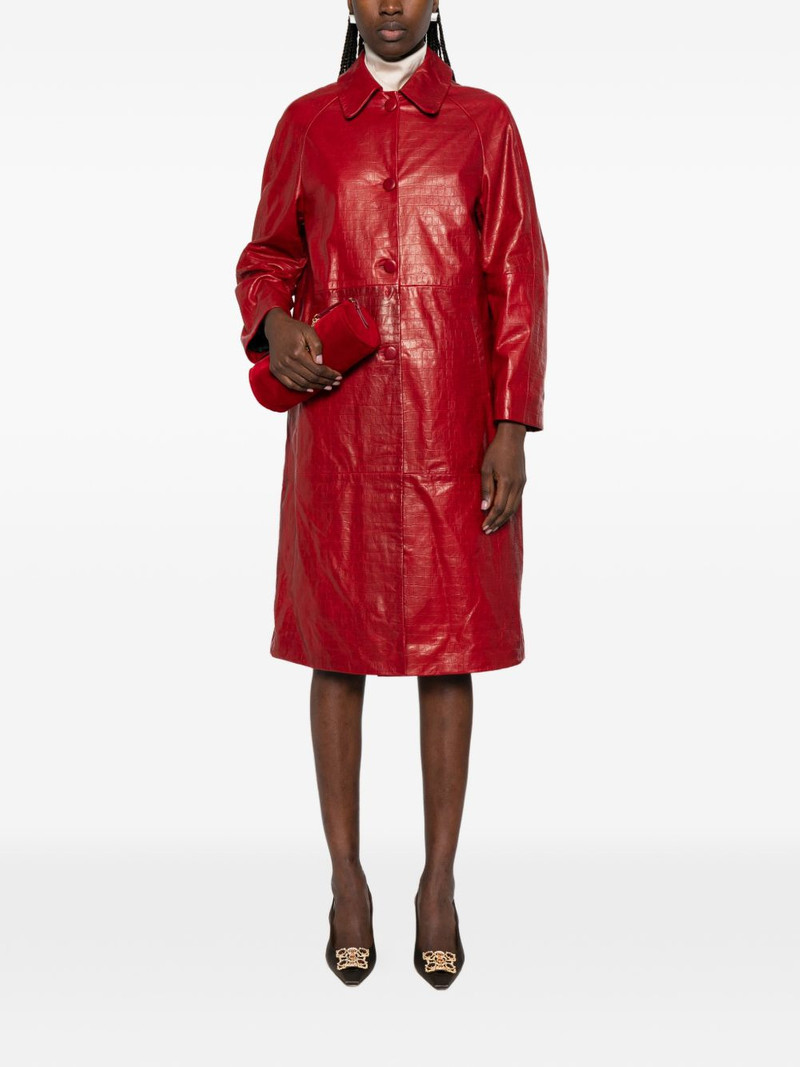 NOUR HAMMOUR croco-embossed leather coat outlook