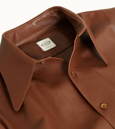 Tod's LEATHER SHIRT DRESS - BROWN outlook