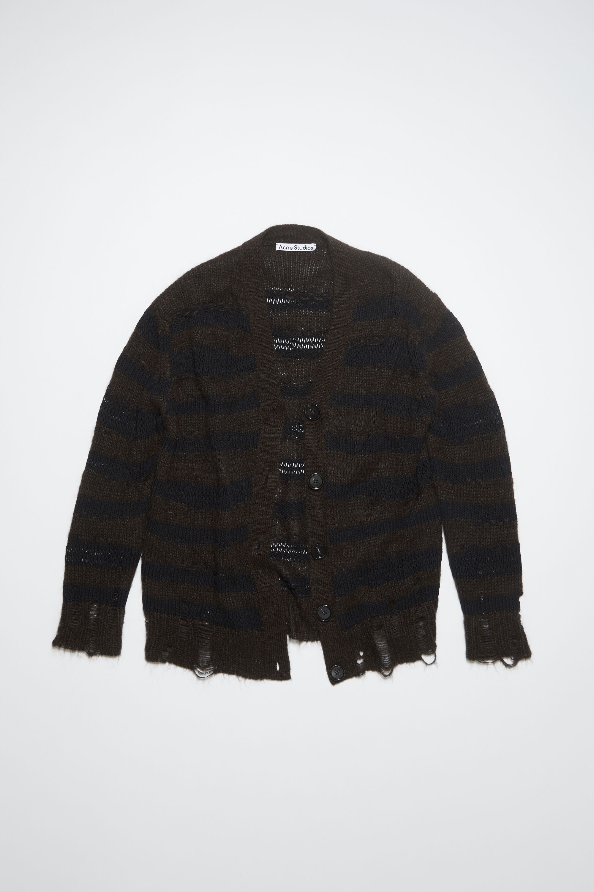 Distressed stripe cardigan - Warm Charcoal Grey/Black - 5