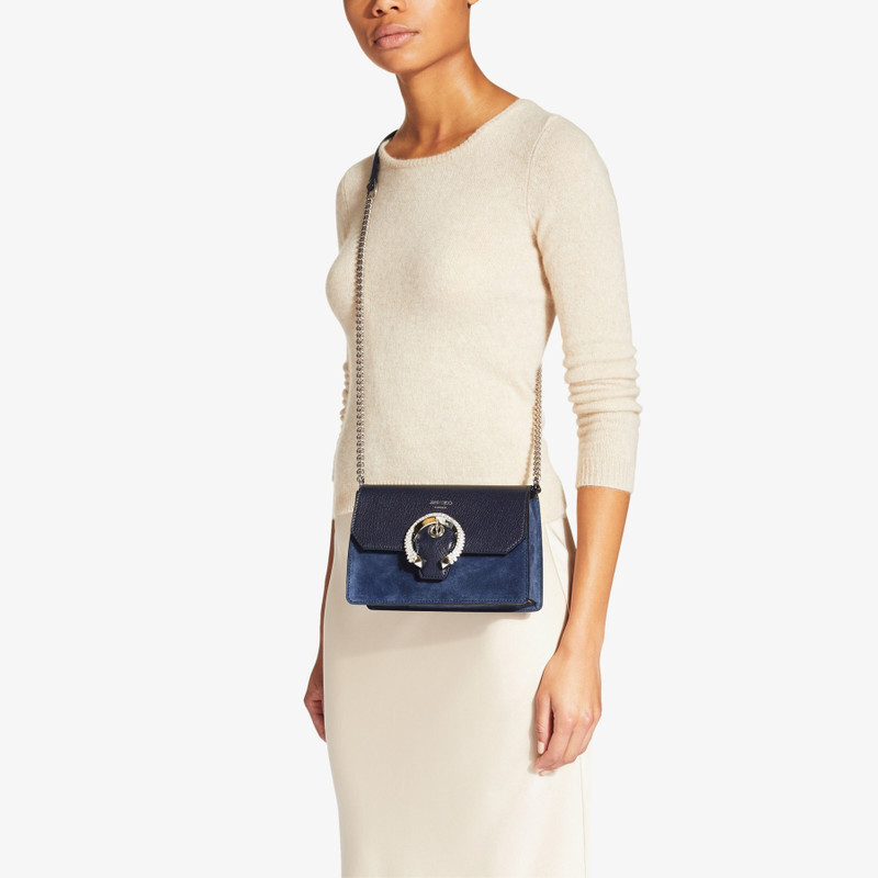 JIMMY CHOO Madeline Crossbody
Navy Goat Leather and Suede Crossbody Bag with Crystal Buckle outlook