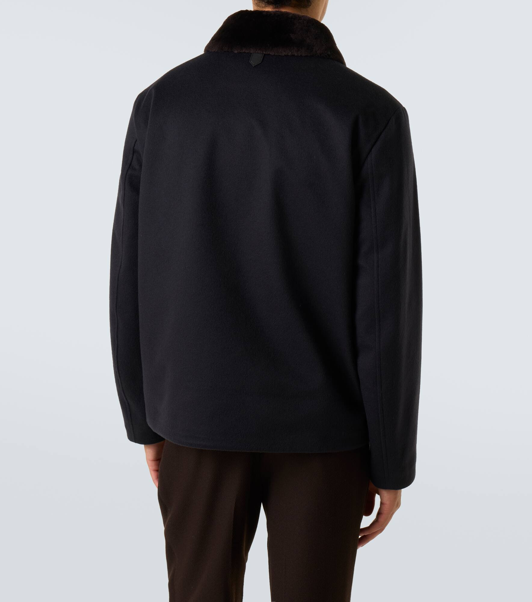 Shearling-trimmed cashmere jacket - 4