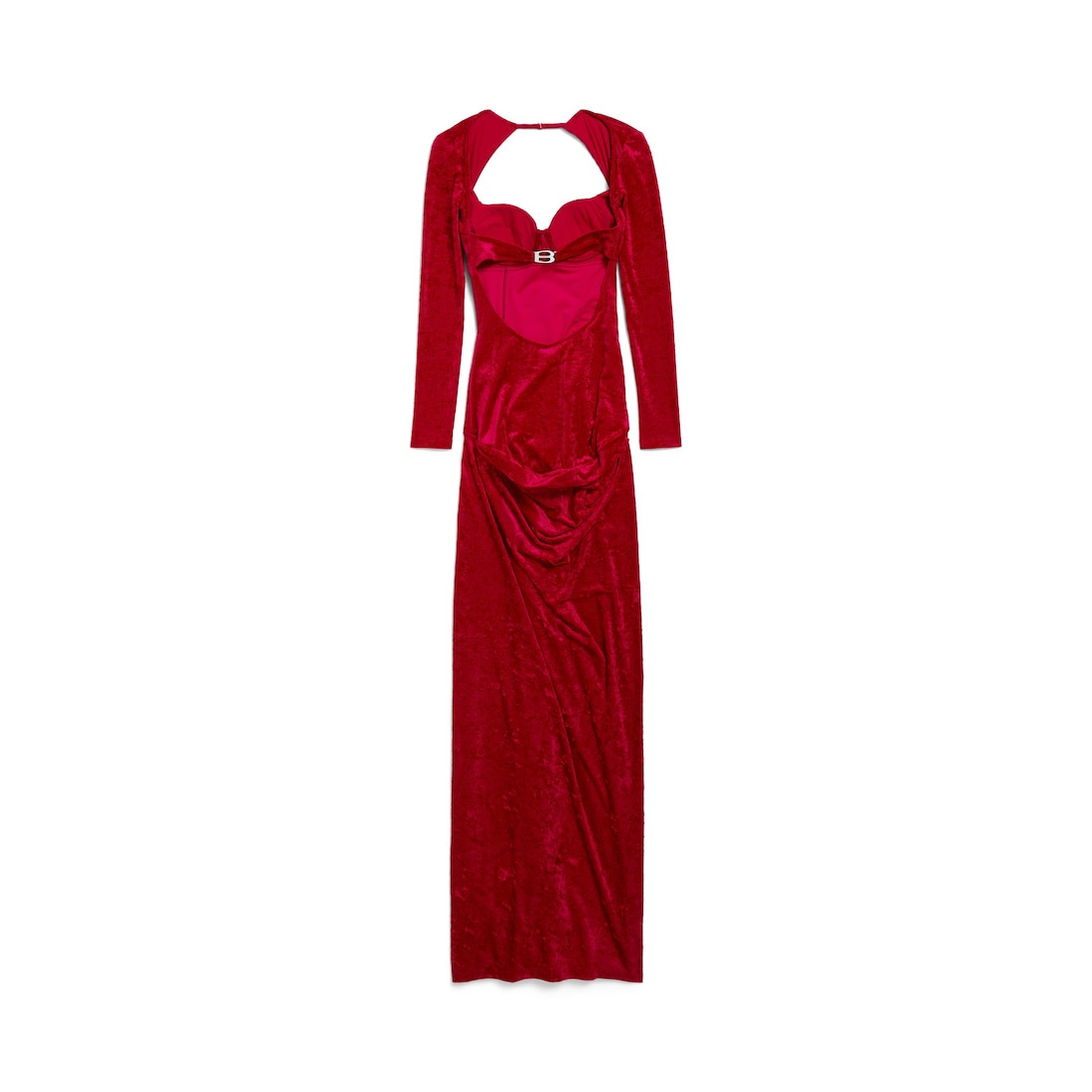 Women's Draped Maxi Dress in Garnet - 6