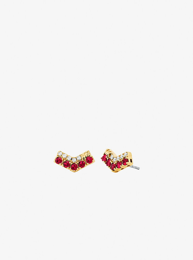 Two-Tone Pavé Chevron Stud Earrings 1