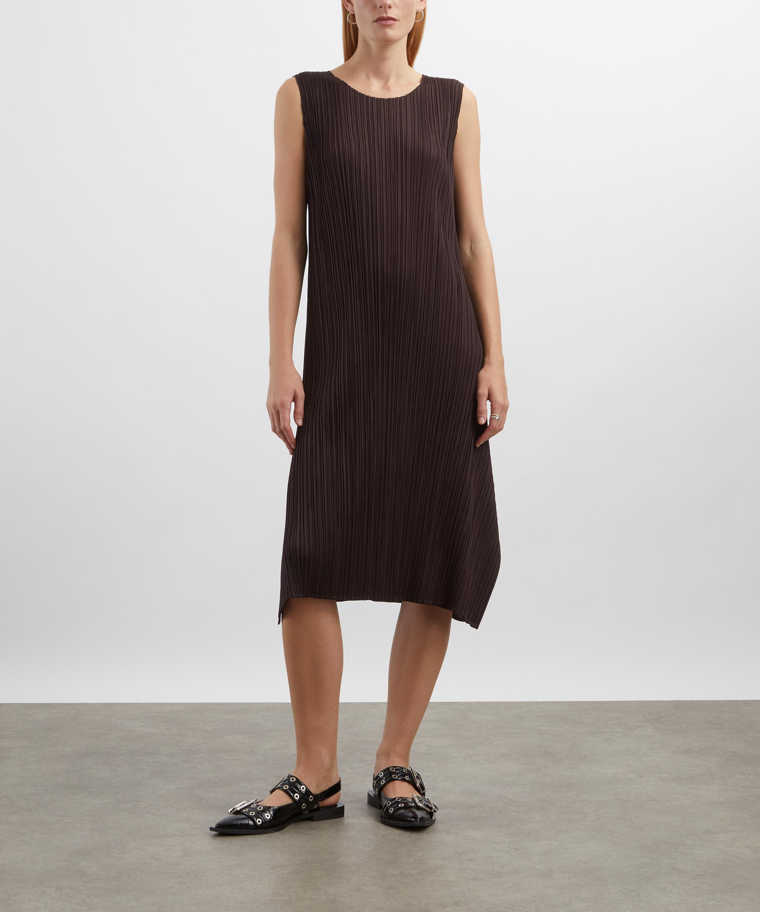 MONTHLY COLOURS: JULY Dark Brown Pleated Midi Dress - 2