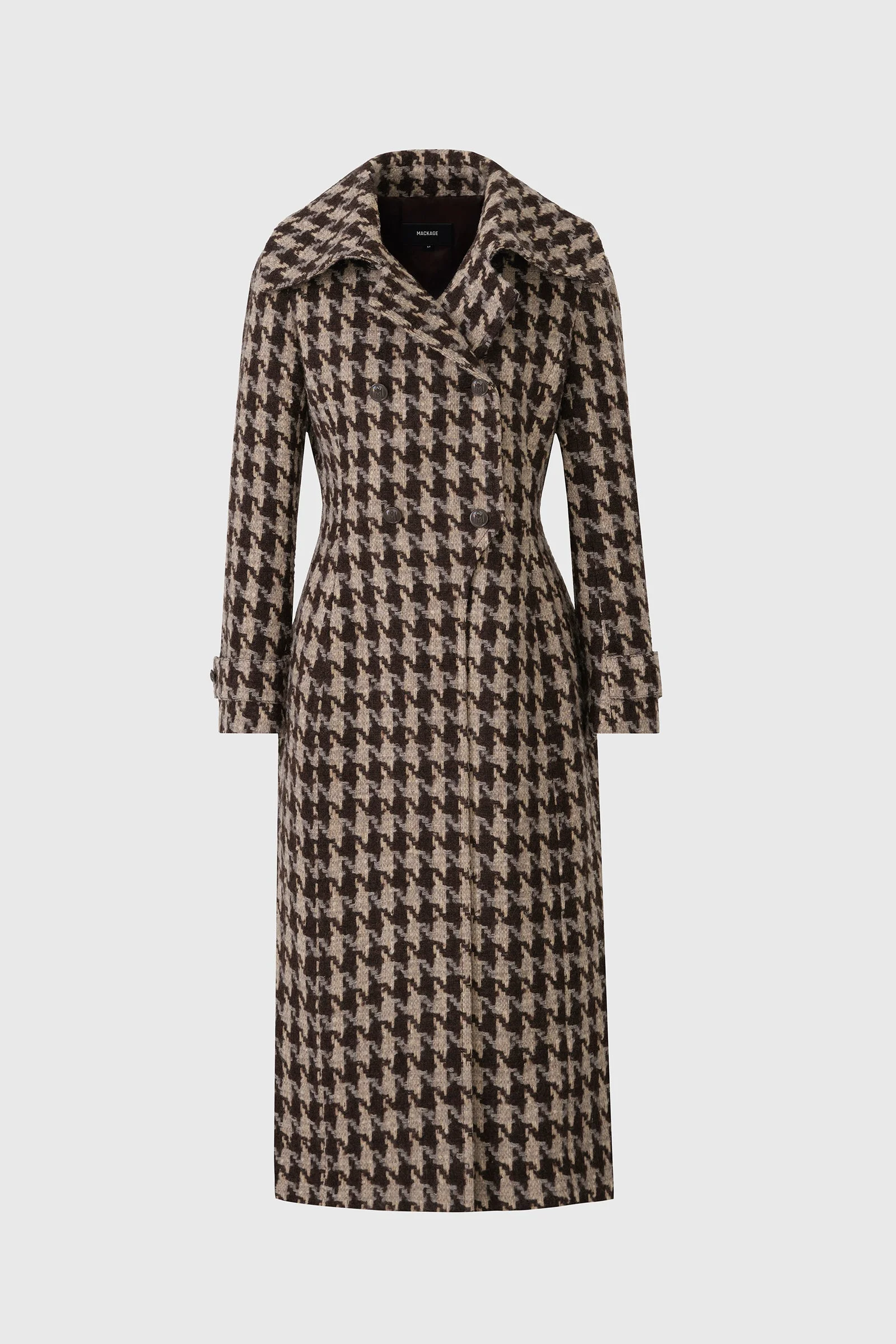 ELODIE-BHT fitted Houndstooth Patterned Wool coat - 1