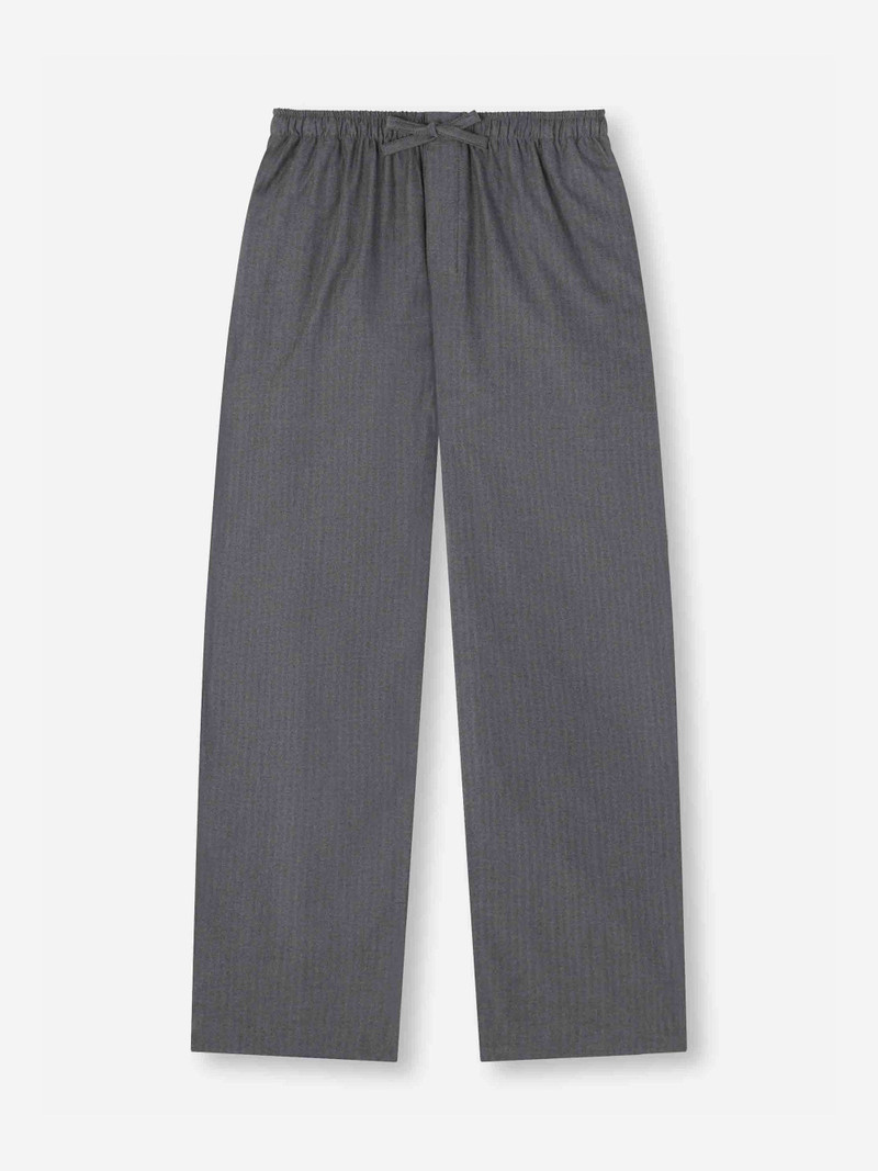 Derek Rose Men's Lounge Pants Balmoral Brushed Cotton Charcoal outlook