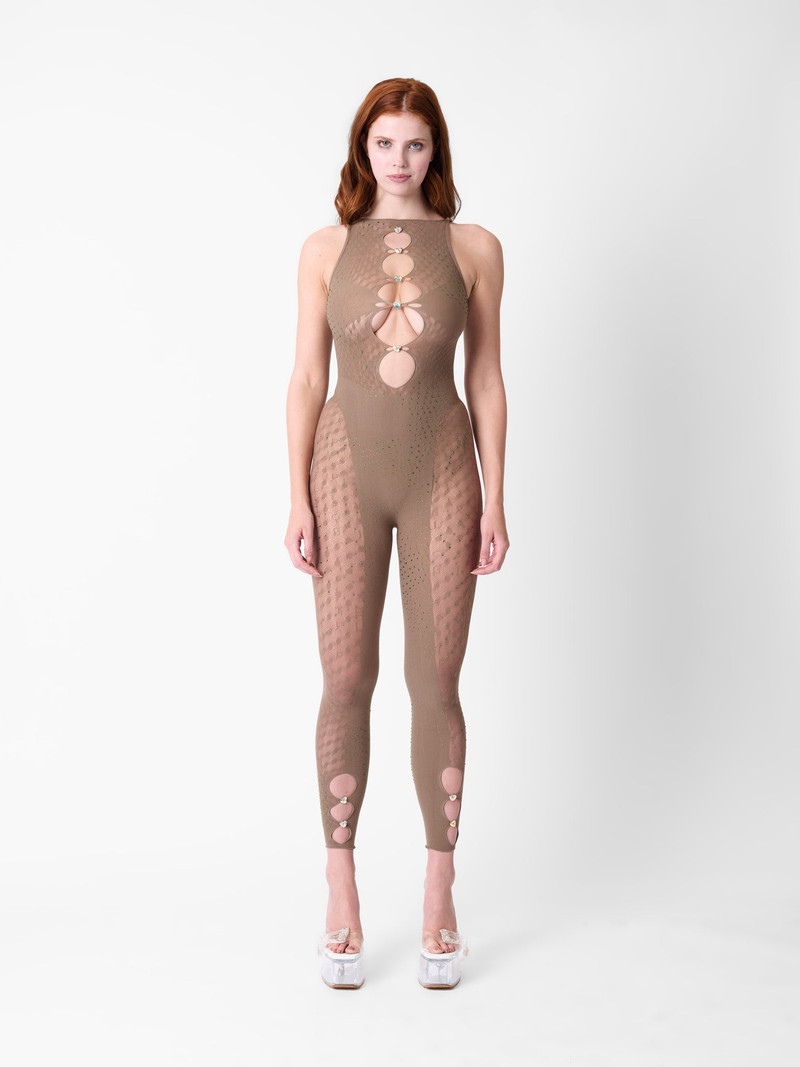 POSTER GIRL RHINESTONED JANICE JUMPSUIT TRUFFLE outlook