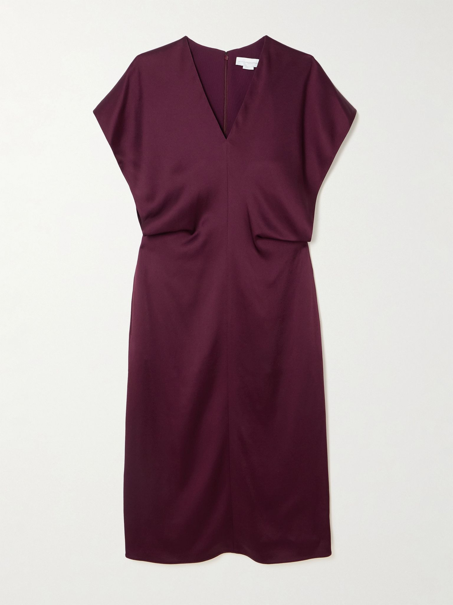 Draped satin midi dress Burgundy - 1