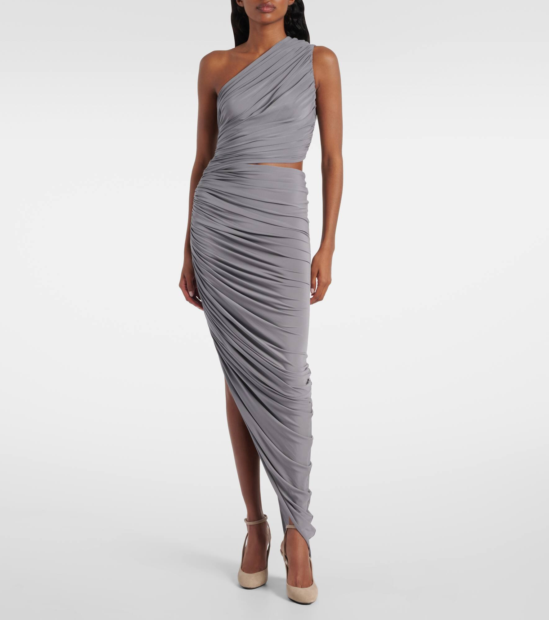 Asymmetric ruched jersey maxi dress - 2