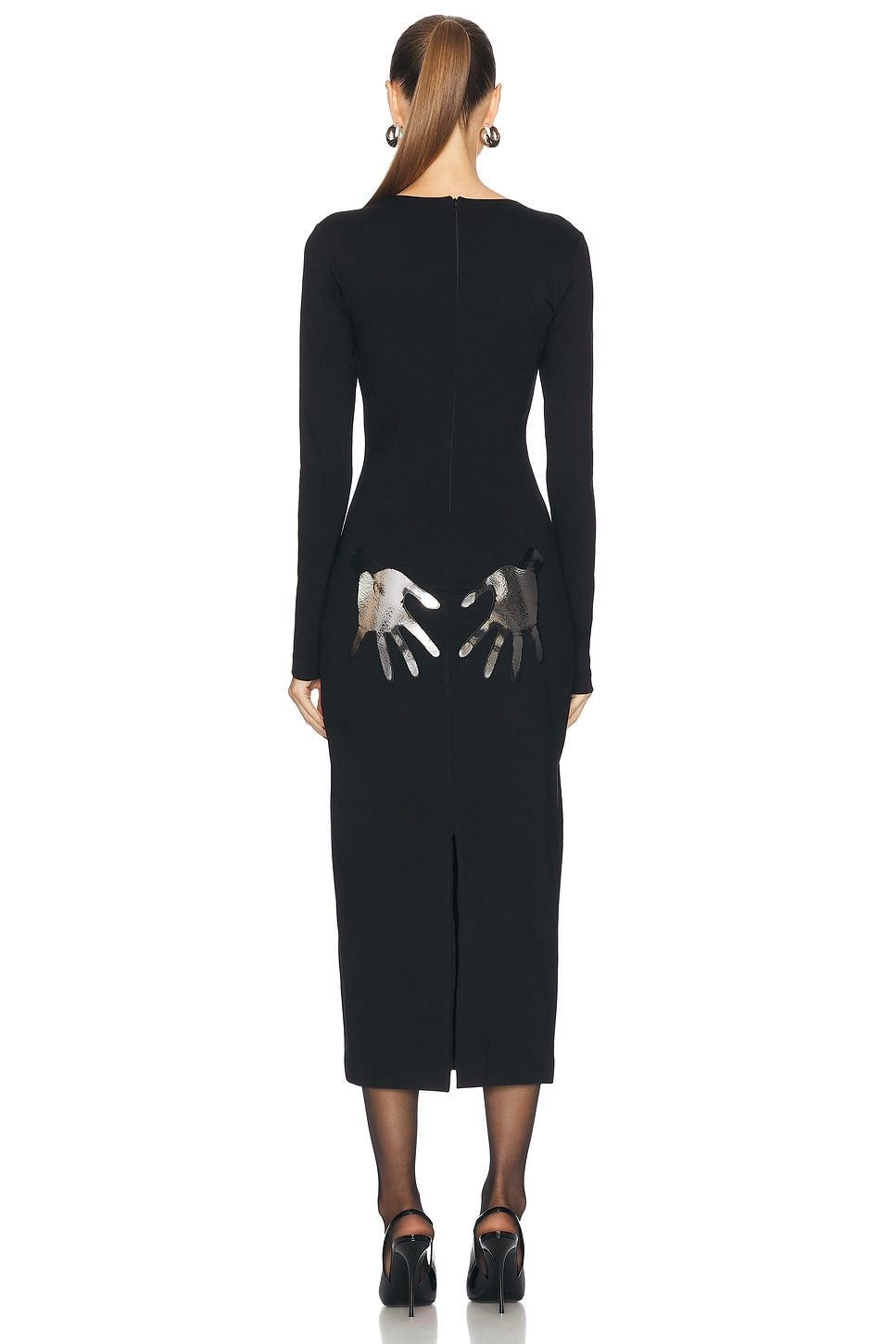 Handprint Long Sleeve Midi Dress - 3