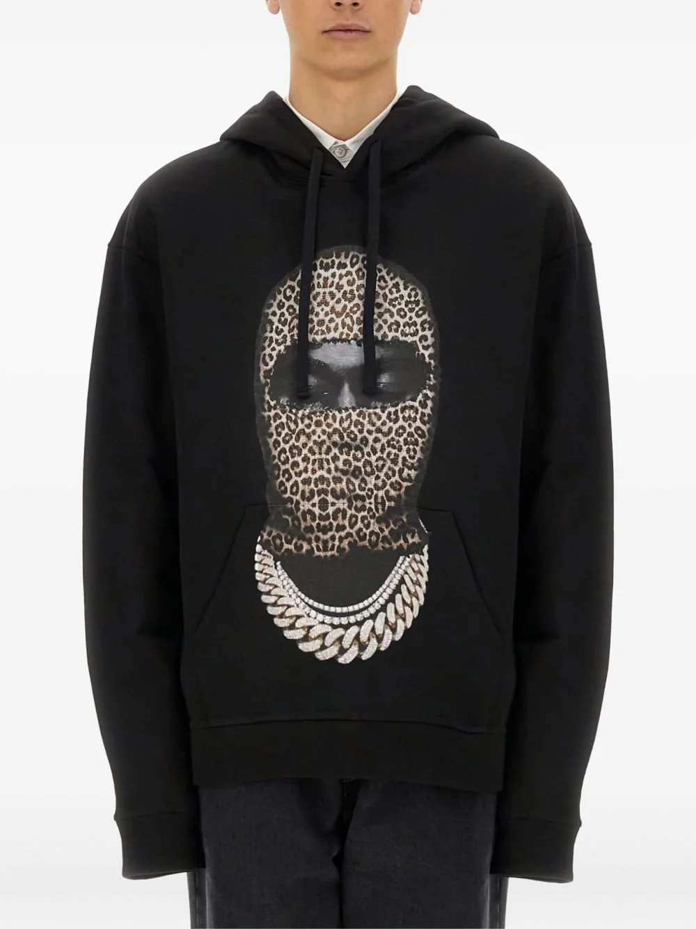 leopard-print graphic hoodie - 1