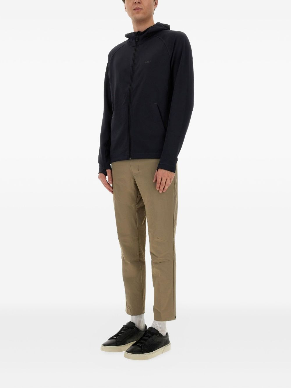 elastic-waistband tapered trousers - 2
