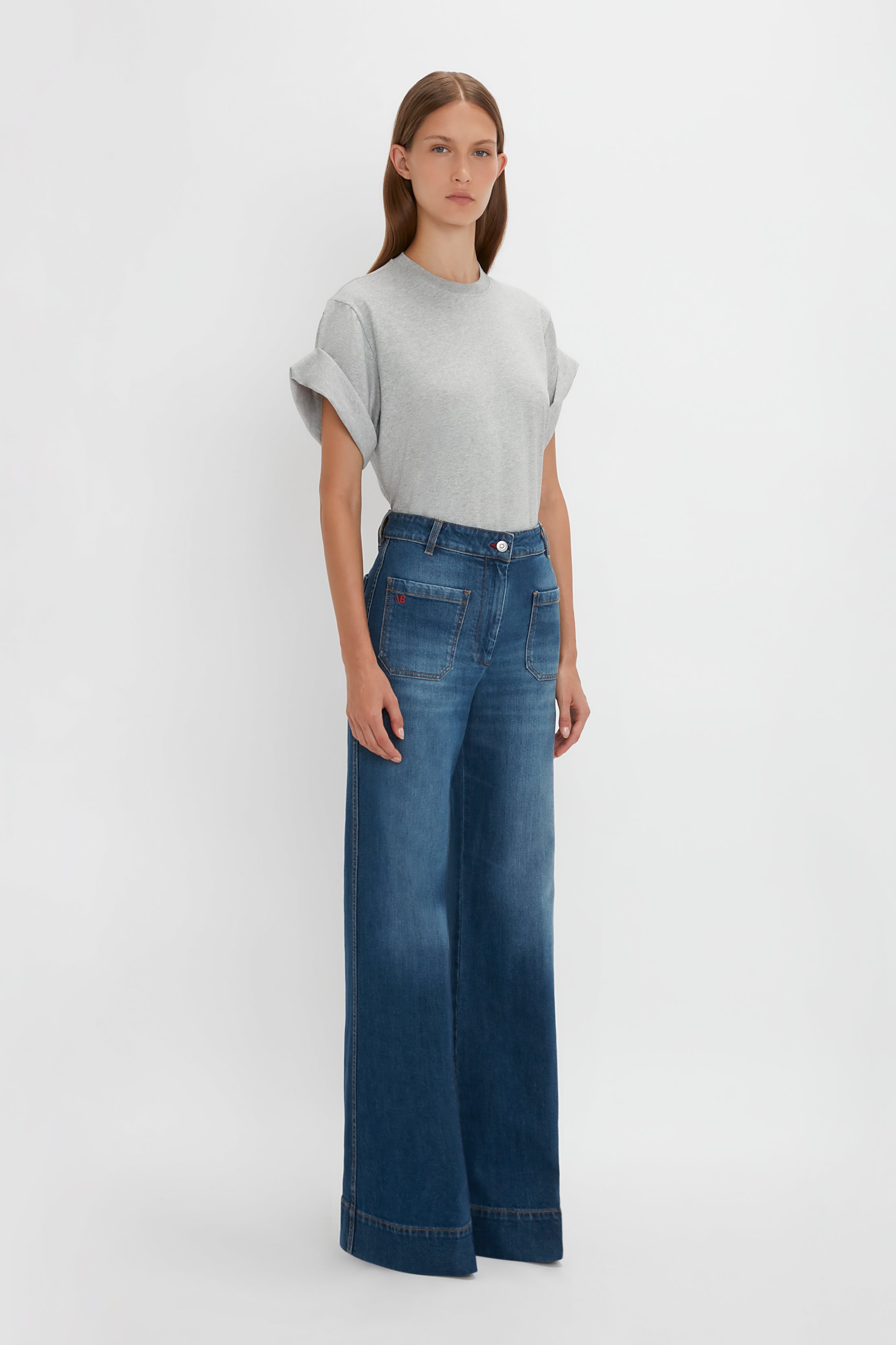 Alina High Waisted Patch Pocket Jean In 70s Wash