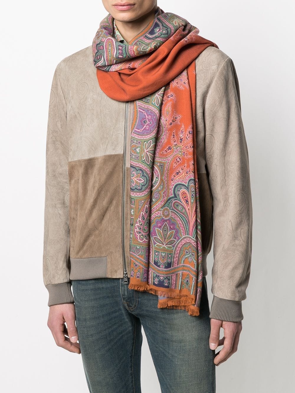 paisley cashmere silk-blend scarf - 2