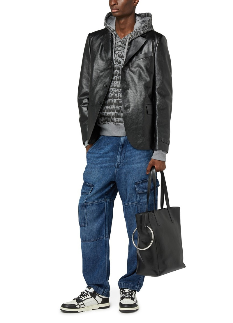 single-breasted leather blazer 6