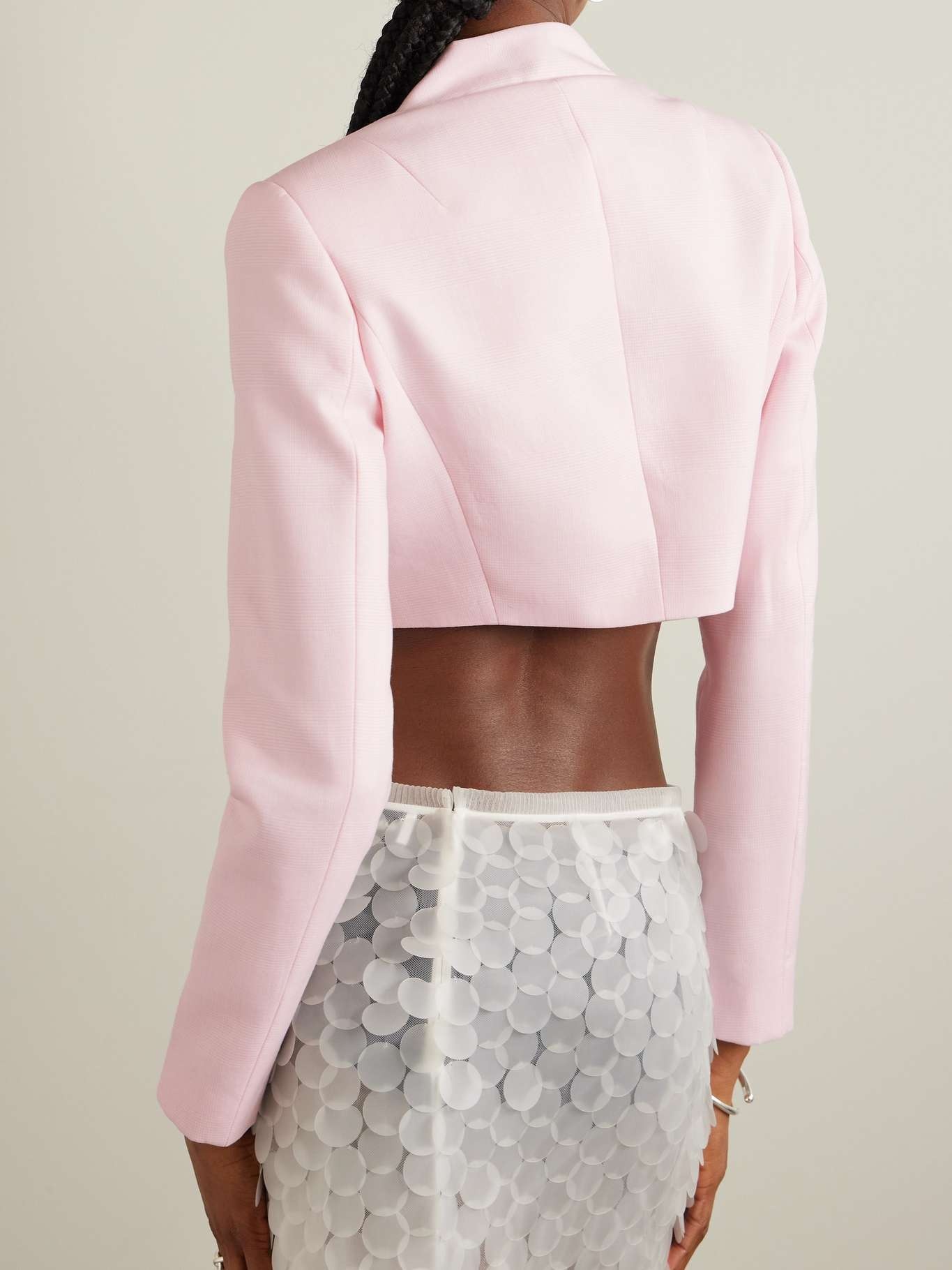 Cropped cutout wool-twill jacket - 3