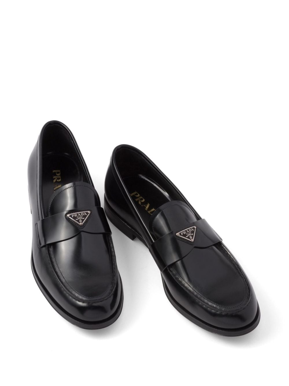 triangle-logo leather loafers - 4